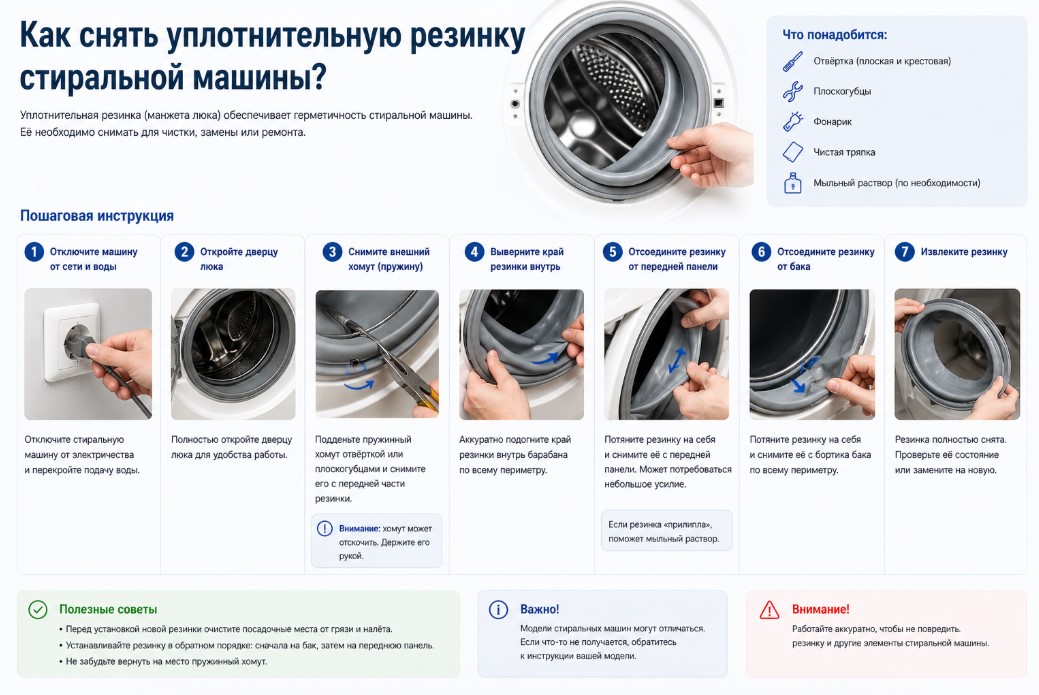 Как снять уплотнительную резинку стиральной машины? Как снять уплотнительную резинку стиральной машины?