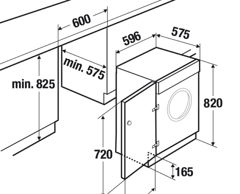 Размеры встраиваемой стиральной машины