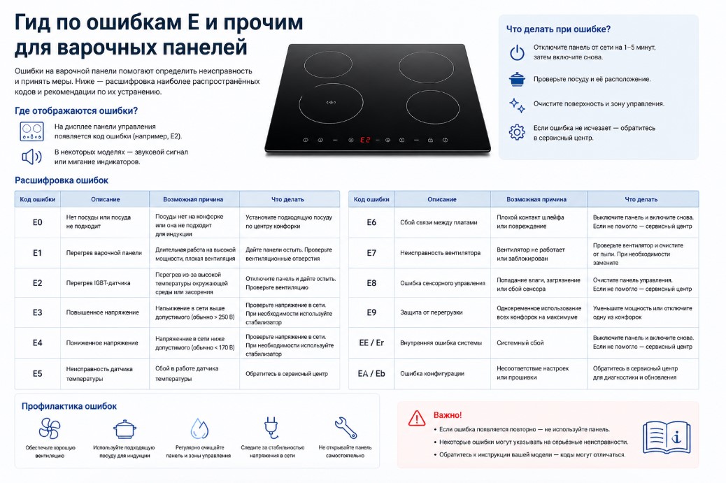 Ошибки электрической варочной панели: что означают и как исправить Ошибки электрической варочной панели: что означают и как исправить
