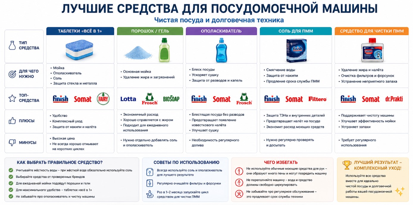 Лучшие средства для посудомоечной машины