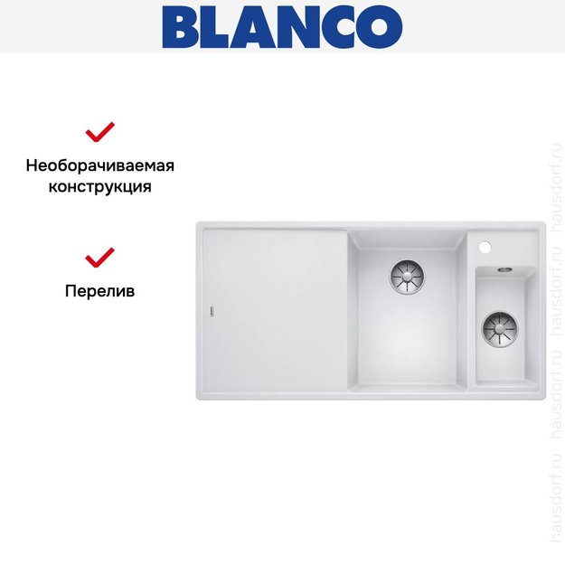 Мойка Blanco AXIA III 6 S чаша справа, доска ясень клапан-автомат InFino® белый (preview 5)