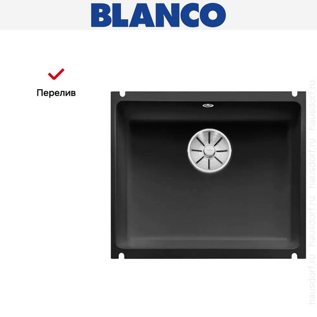 Мойка Blanco SUBLINE 500-U керамика отводная арматура InFino® черный (фото 5) Мойка Blanco SUBLINE 500-U керамика отводная арматура InFino® черный (preview 5)