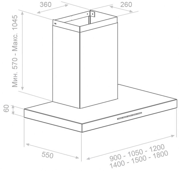 Вытяжка Pando P-861/90 IX V.1050 ECO SEC PLUS (фото 2) Вытяжка Pando P-861/90 IX V.1050 ECO SEC PLUS (preview 2)