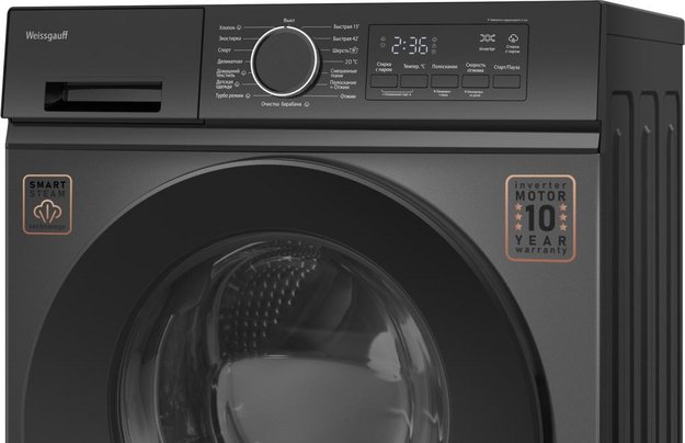 Стиральная машина Weissgauff WM 601411 Inverter Steam Grey (preview 6)
