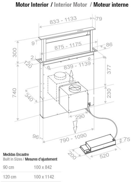 Встраиваемая в столешницу вытяжка Pando E-320/90 INOX V.950 SEC (preview 3)