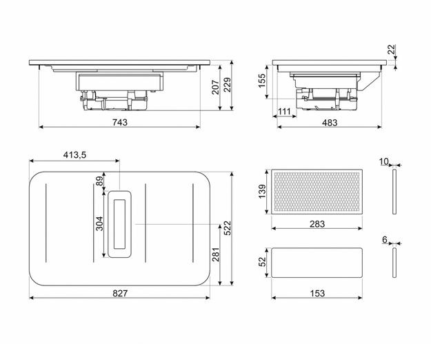 Варочная панель с вытяжкой Smeg HHSL7844MB (preview 6)