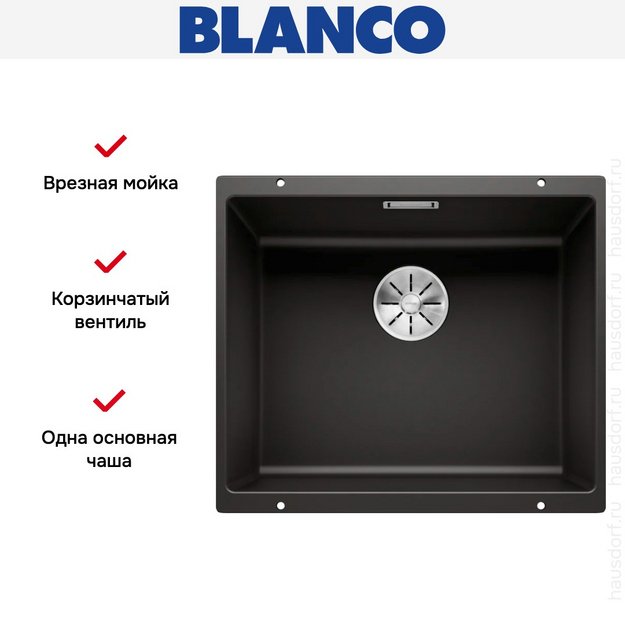 Мойка BLANCO SUBLINE 500-U Silgranit черный (preview 5)