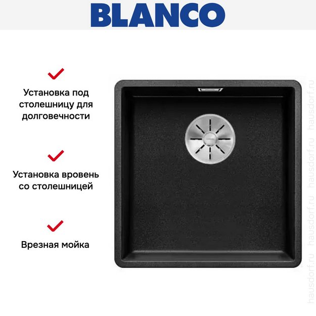 Мойка Blanco SUBLINE 400-F отводная арматура InFino® антрацит (фото 2) Мойка Blanco SUBLINE 400-F отводная арматура InFino® антрацит (preview 2)