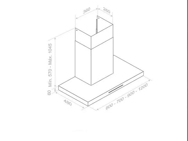 Встраиваемая вытяжка Pando P-825/60 INOX V.850 SEC (preview 2)