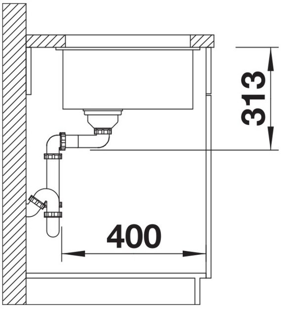 Мойка BLANCO SUBLINE 400-U Silgranit черный (preview 7)