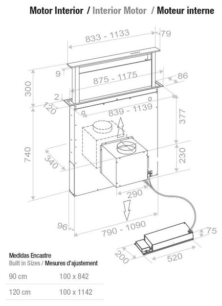 Встраиваемая в столешницу вытяжка Pando E-320/120 IX-CR.TOUCH V.950 SEC (preview 3)