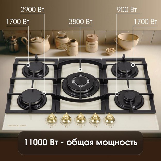 Газовая варочная панель Zigmund & Shtain M 26.7 X (preview 5)