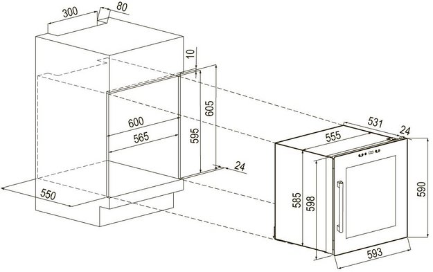 Встраиваемый винный шкаф Krona BADEN 60/30 BL (preview 5)