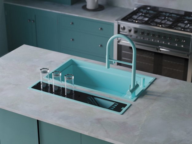 Мойка Omoikiri Kinaru Pro 86-U/I AZ azur blue матовый (фото 4) Мойка Omoikiri Kinaru Pro 86-U/I AZ azur blue матовый (preview 4)