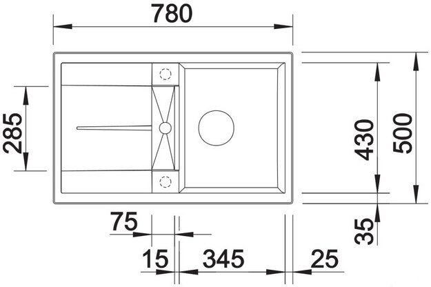 Мойка BLANCO METRA 45 S Silgranit антрацит (preview 3)
