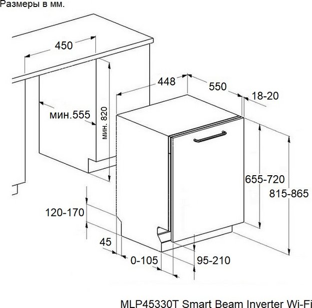 Встраиваемая посудомоечная машина Maunfeld MLP45230 Light Beam Wi-Fi (фото 16) Встраиваемая посудомоечная машина Maunfeld MLP45230 Light Beam Wi-Fi (preview 16)