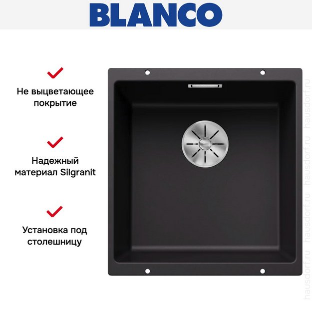 Мойка BLANCO SUBLINE 400-U Silgranit черный (preview 9)