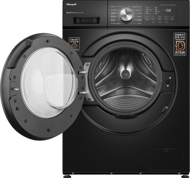 Стиральная машина Weissgauff WM 45127 Direct Drive Inverter Steam Black (preview 2)