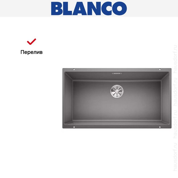 Мойка Blanco SUBLINE 800-U отводная арматура InFino® алюметаллик (фото 8) Мойка Blanco SUBLINE 800-U отводная арматура InFino® алюметаллик (preview 8)