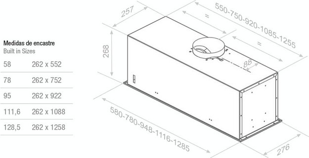 Встраиваемая вытяжка Pando EVO/580 INOX V.1050 ECO PLUS (preview 2)
