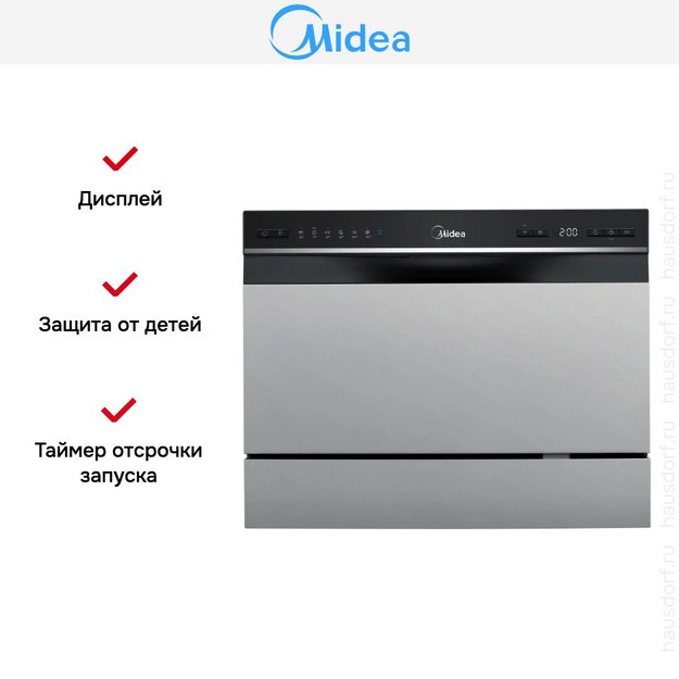 Компактная посудомоечная машина Midea MCFD55S460Si (preview 5)