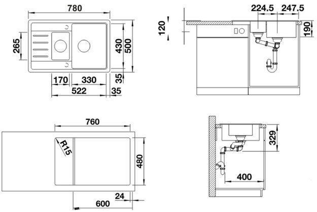 Мойка BLANCO Legra 6 S Compact SIlgranit белый (preview 4)