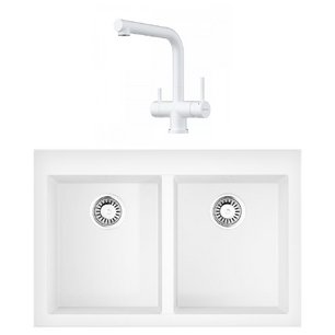 Omoikiri (мойка BOSEN 80-2-WH + смеситель TAKAMATSU-S PW) фото в Санкт-Петербурге