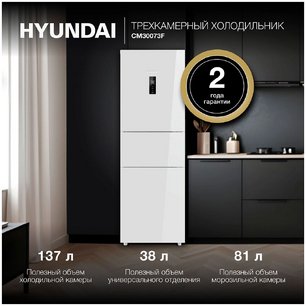 Холодильник Hyundai CM30073F белый фото 3 в Санкт-Петербурге