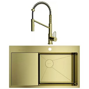 Omoikiri (мойка AKISAME 86 SIDE LG-R + смеситель MIKAWA 2 PLUS-SB LG) фото в Санкт-Петербурге