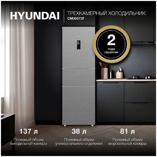 Холодильник Hyundai CM30073F нержавеющая сталь фото 3 в Санкт-Петербурге