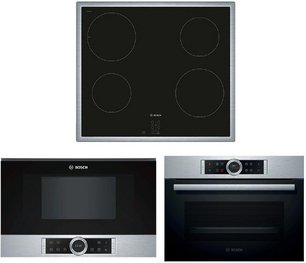 Bosch (духовой шкаф CBG675BS3 + варочная панель PUG64RAA5E + микроволновая печь BEL634GS1) фото в Санкт-Петербурге