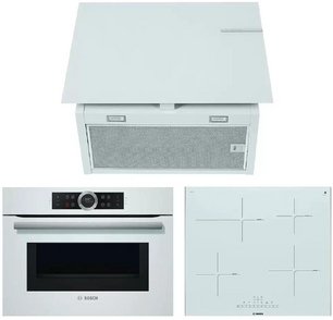 Bosch (духовой шкаф CMG633BW1 + варочная панель PIF672FB1E + вытяжка DWF65AJ20T) фото в Санкт-Петербурге