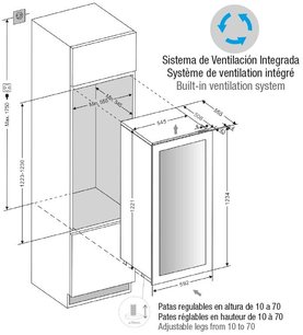 Встраиваемый винный шкаф Pando PVMAV 124-70XR фото 3 в Санкт-Петербурге