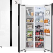 Отдельностоящий холодильник с инвертором Weissgauff WSBS 500 Inverter NoFrost White Glass фото в Санкт-Петербурге